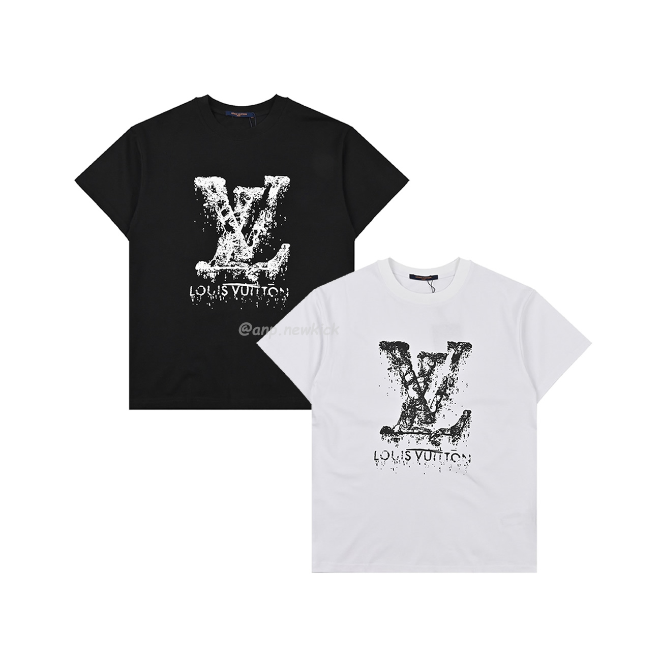 Louis Vuitton Classic Alphabet Digital Direct Spray Round Neck Short Sleeve T Shirt (1) - newkick.org